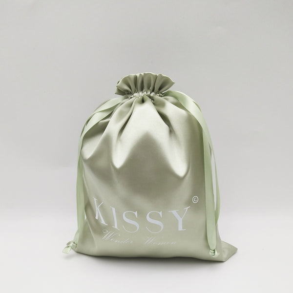 Custom satin drawstring bags with logo for branded packaging